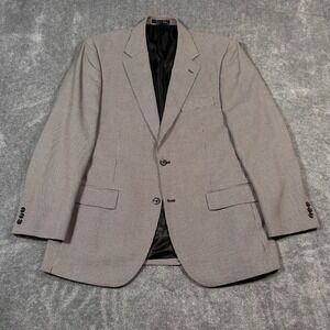 Alan Flusser Men's 42R Houndstooth Blazer Jacket Sport Coat Beige Black